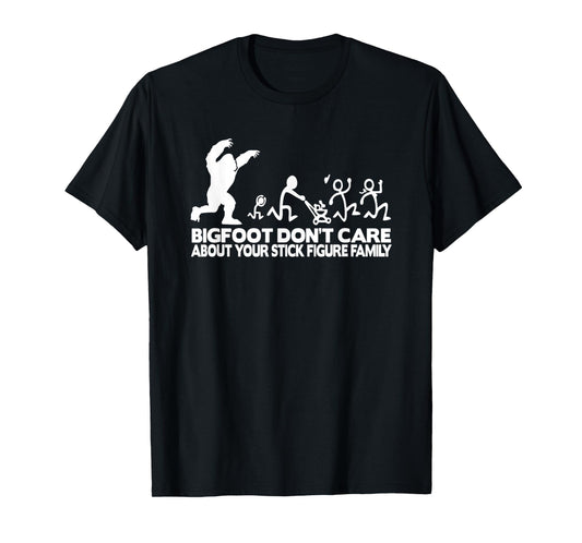 Funny Bigfoot Stick Figure Family T-Shirt