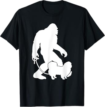 Bigfoot Walking Pekingese Dog T-Shirt