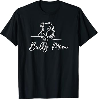 Bully Mom Dog Animal Line Drawing American Bull Men Women T-Shirt