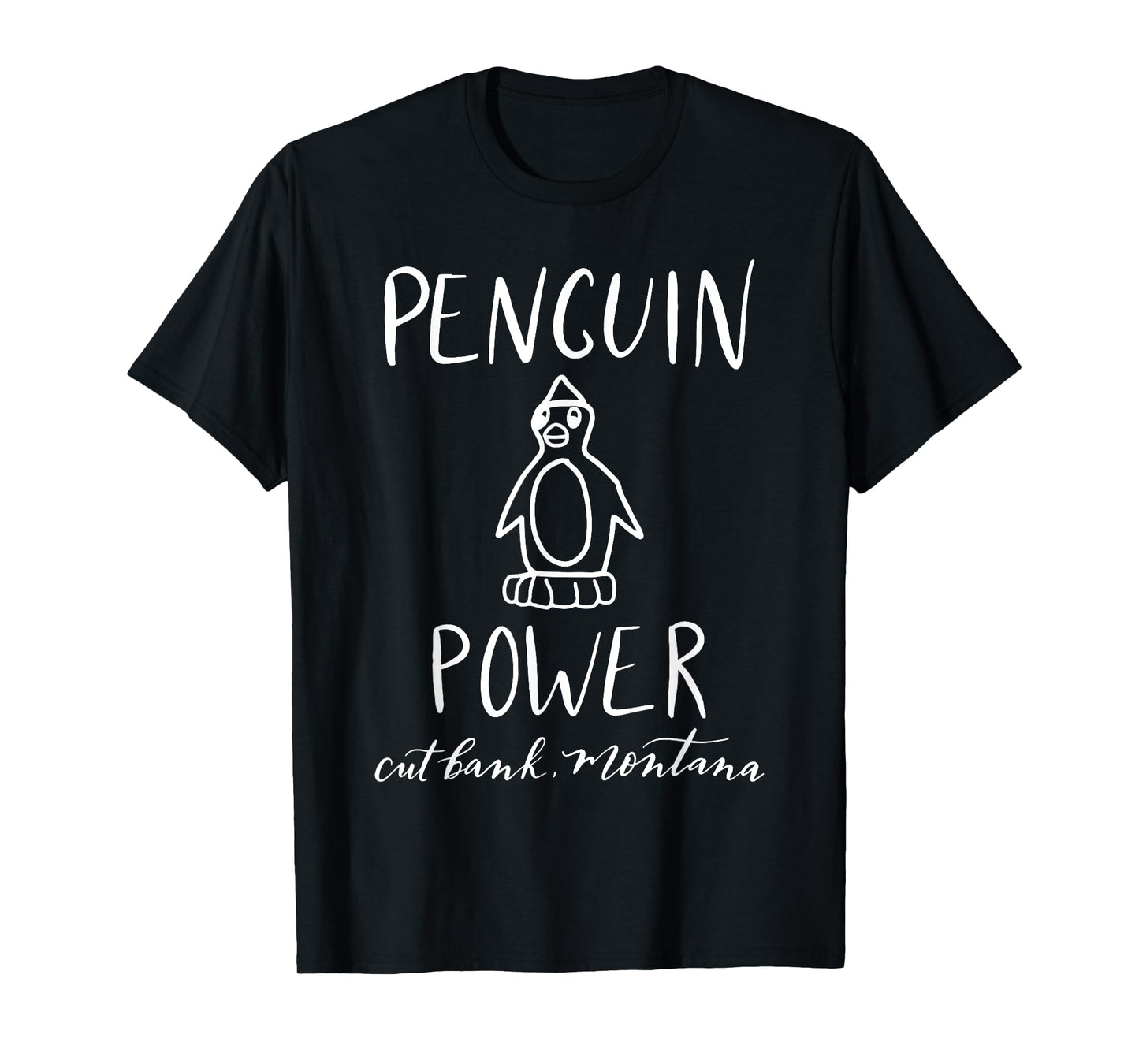 Penguin Power Cut Bank Montana T-Shirt Women's Men's Youth