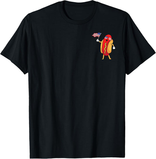 Hot Dog Pocket American Flag Freedom Patriotic 4th Of July T-Shirt