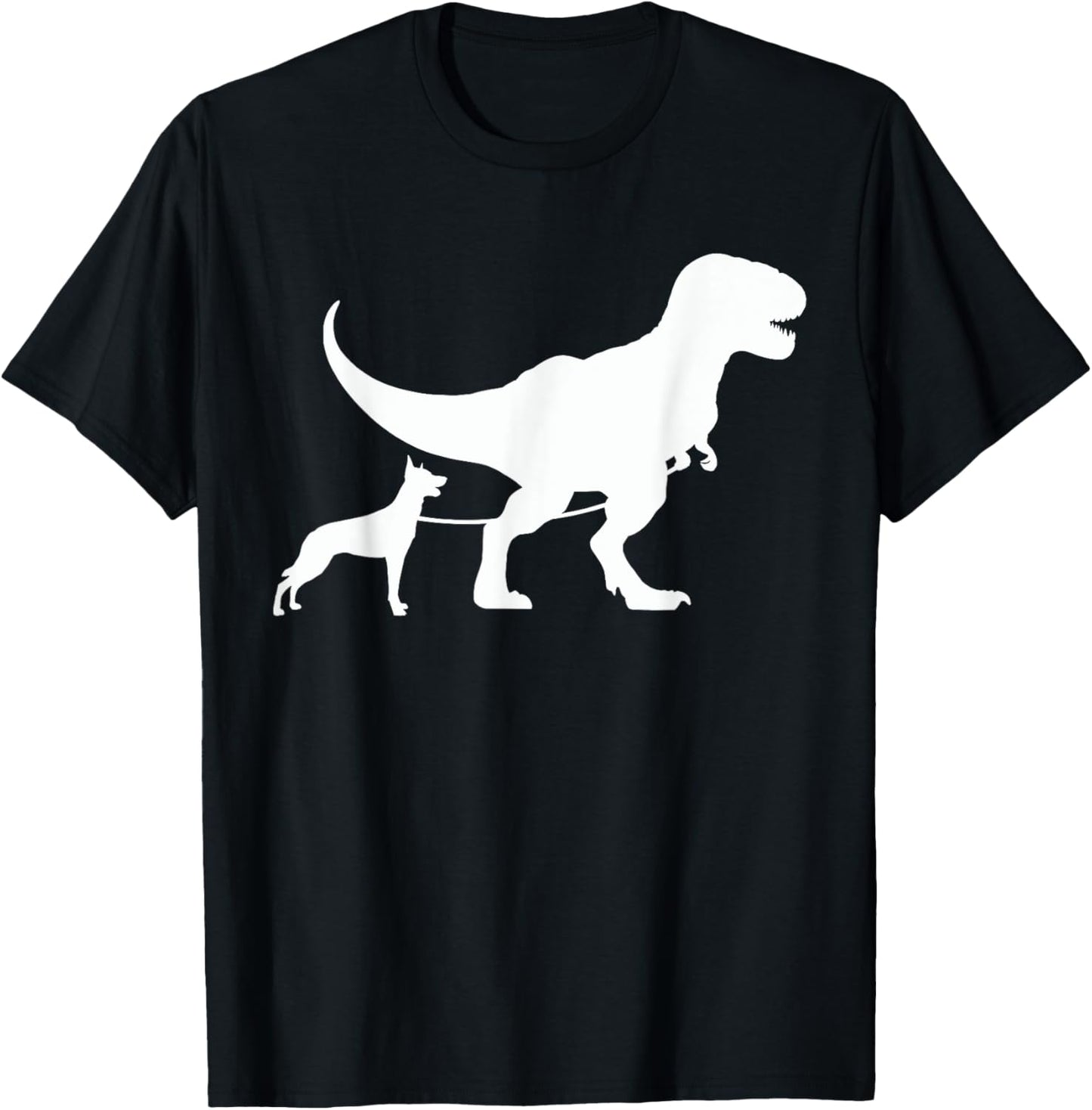 T-Rex Walking a Dog Funny Belgian Malinois Dad Dog Lovers Men Women Kids T-Shirt