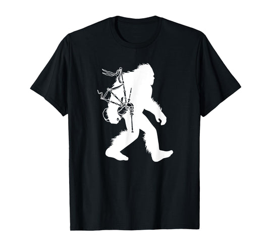 Bigfoot Bagpipes Irish Cryptid Scottish Sasquatch Bagpiper T-Shirt