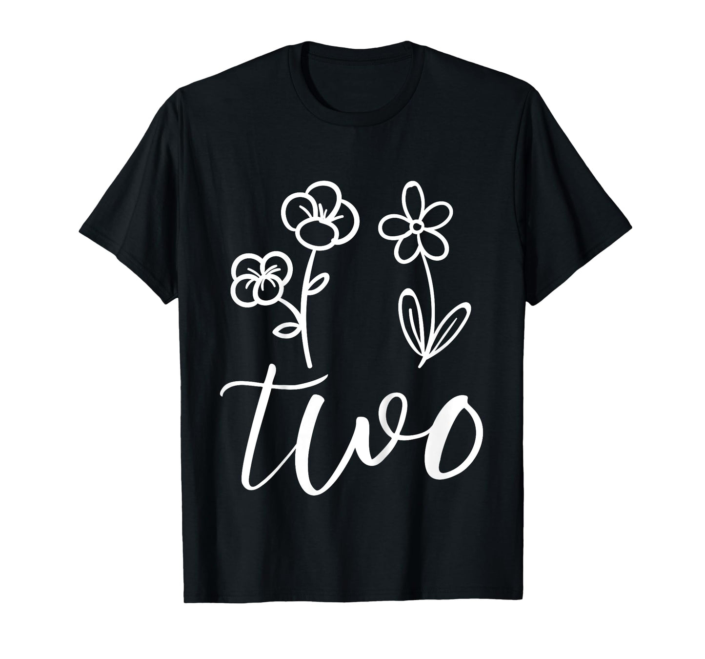 Floral Two 2 Year Old 2nd Birthday Gift Second Girl Toddler T-Shirt