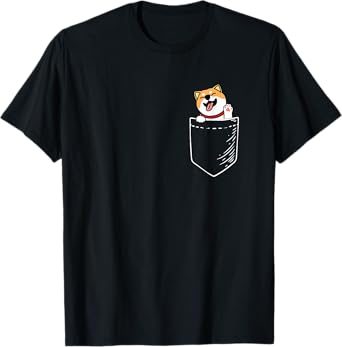 Mens Womens Kids Kawaii Doge Meme Pocket Shiba Inu Dog Lover T-Shirt