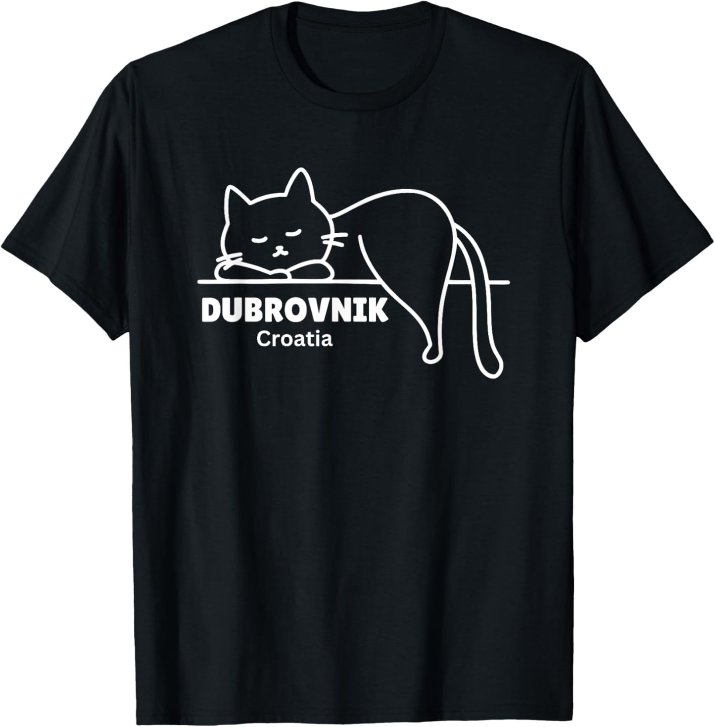 Dubrovnik T-Shirt - Unisex Adult, Cat, Holiday, Short Sleeve, Black, Small