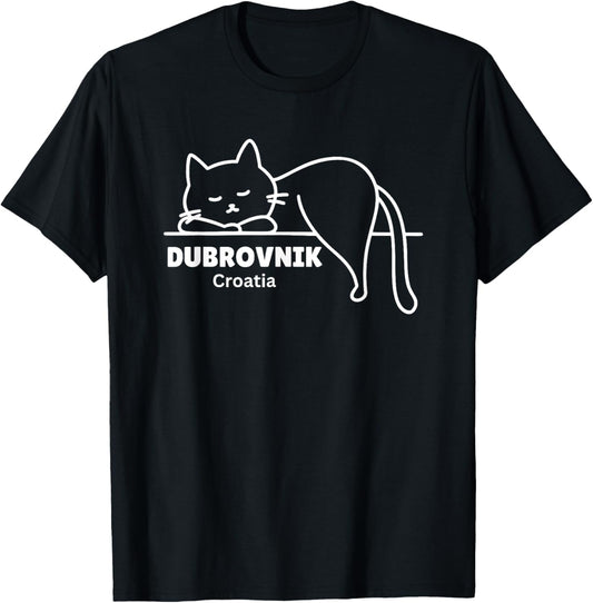 Dubrovnik T-Shirt - Unisex Adult, Cat, Holiday, Short Sleeve, Black, Small