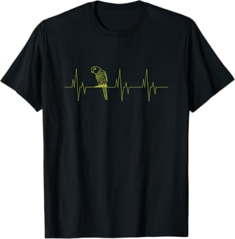 Green Cheek Conure Heartbeat Funny EKG Parrot Lovers Gift T-Shirt
