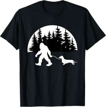 Funny Sasquatch Costume Wiener Dog Bigfoot Walking Dachshund Men Women Kids T-Shirt
