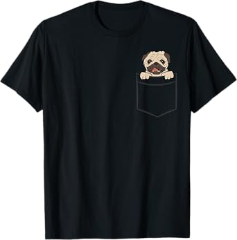Pug Dog In Pocket Cute Pocket Pug T-Shirt for Men Women Girls Kids