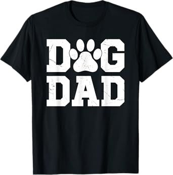 Dog Dad - Distressed Design Style - Funny Dog Paw Men T-Shirt