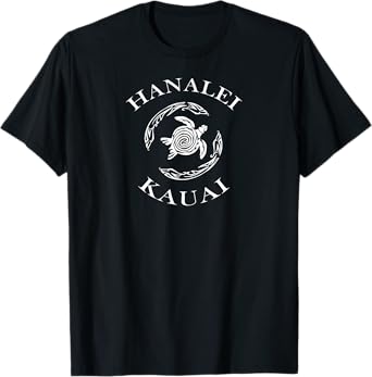 Hanalei Kauai Design - Hawaii Gear - Spike Apparel Retro Tribal Turtle Kauai T-Shirt Blue Small Classic Fit Crew Neck Short Sleeve Women's Unisex Casual Beach Vacation T-Shirt