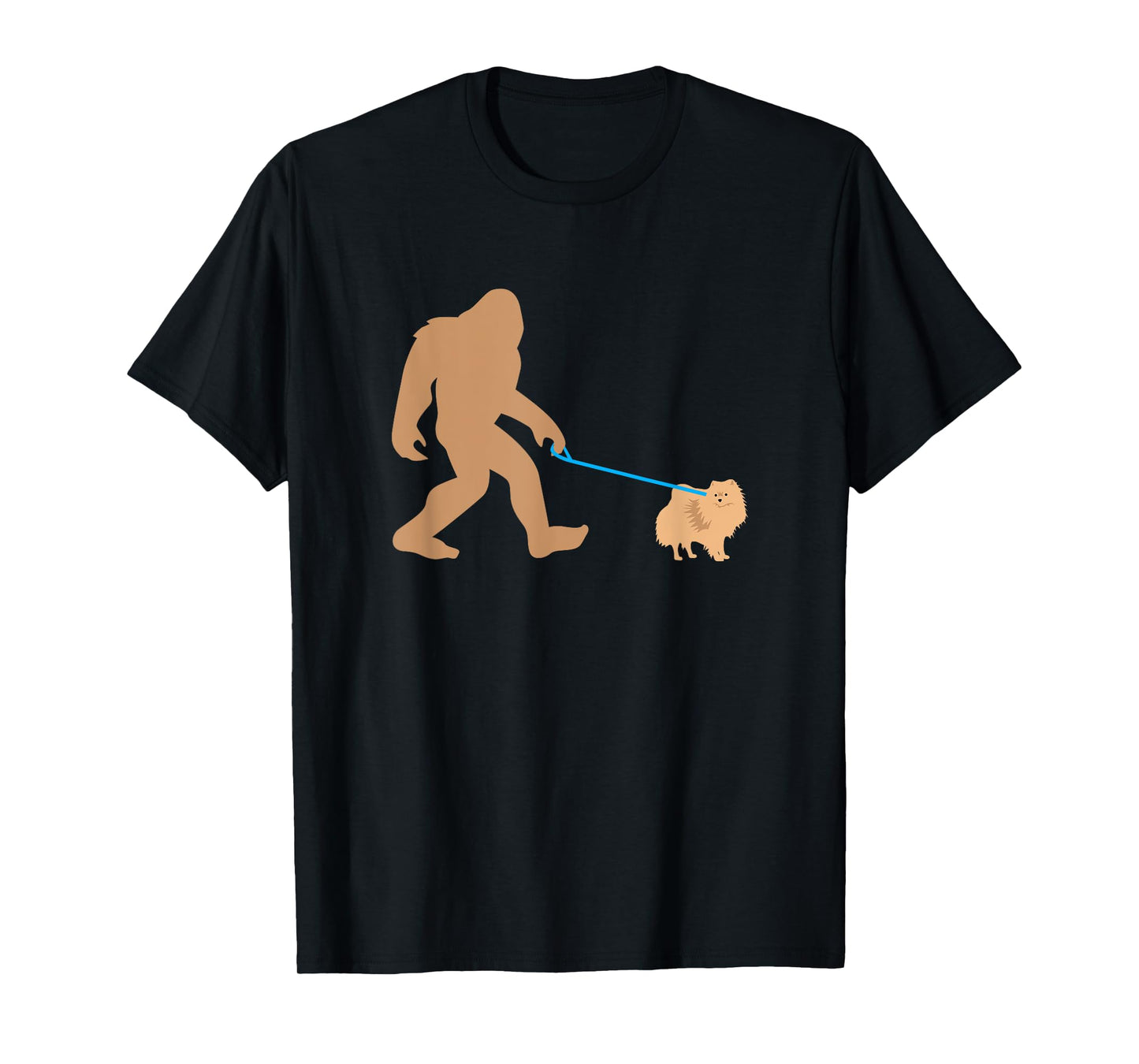 Bigfoot Walking Pomeranian Dog Funny Sasquatch Gift T-Shirt