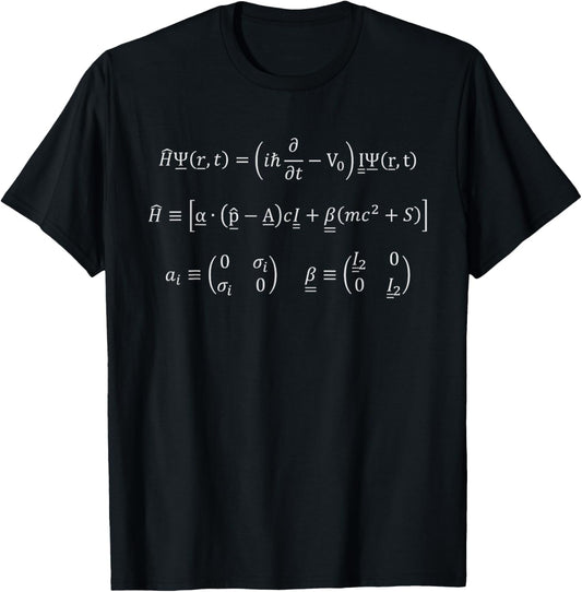 Dirac equation | Nerdy Science Physics Electrodynamics T-Shirt