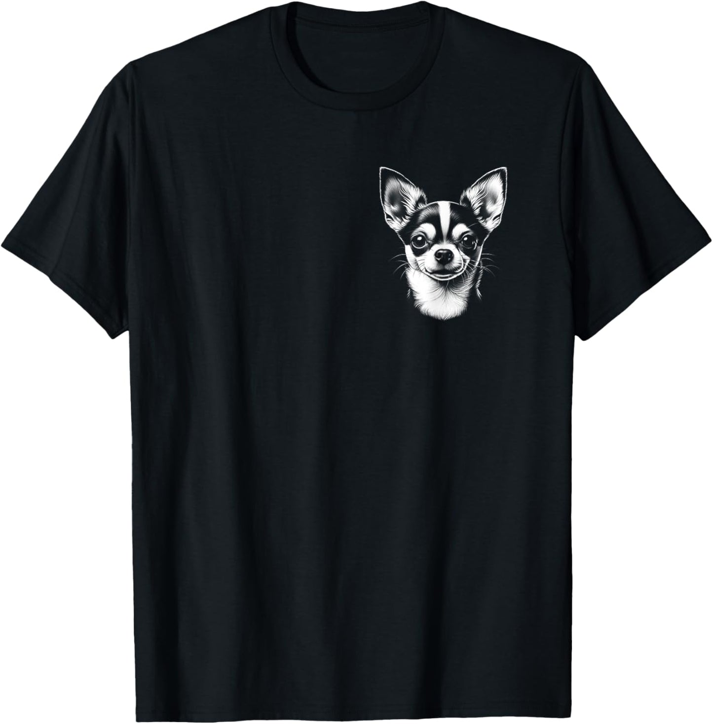 Cute Chihuahua Head Drawing Style on Chest T-Shirt