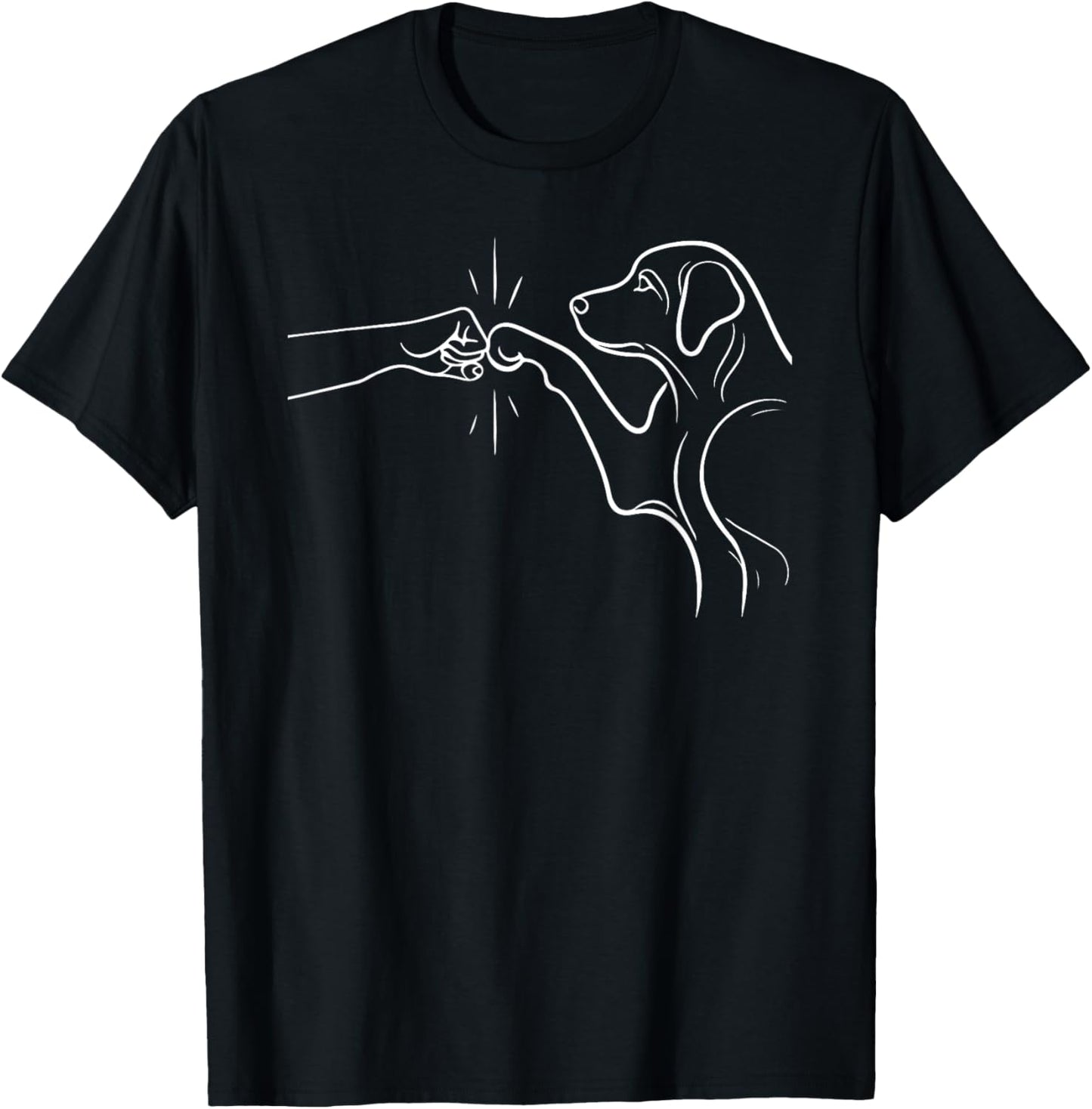 MerchBySiMo LTD Dog And People Punch Hand Dog Man Friendship Bump Unisex-Adults Black Short Sleeve Modern Cartoon T-Shirt