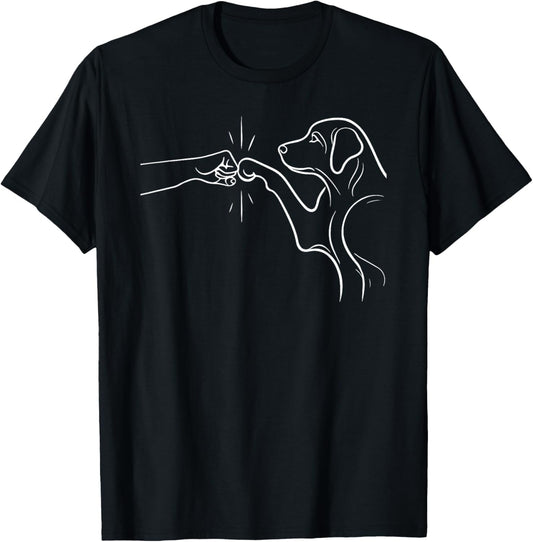 MerchBySiMo LTD Dog And People Punch Hand Dog Man Friendship Bump Unisex-Adults Black Short Sleeve Modern Cartoon T-Shirt