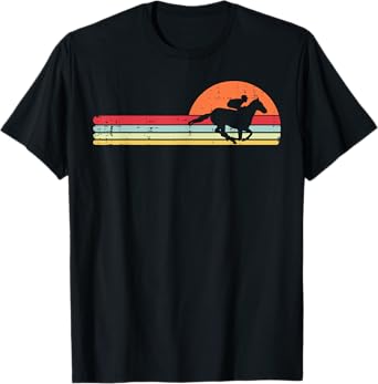 Horse Riding Chest Sunset Retro Racing Equestrian Men Women T-Shirt