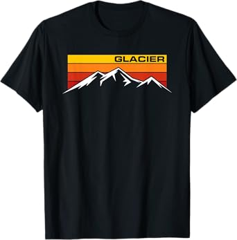 Glacier National Park Retro Mountain Line Hiking Souvenir T-Shirt