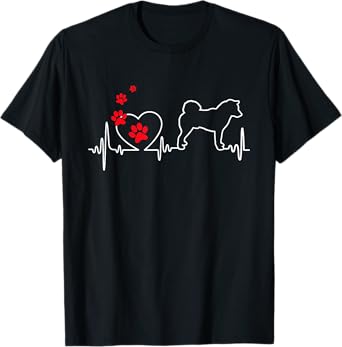 Valentines Day Love Heartbeat Shiba Inu Dog Puppy Lover T-Shirt