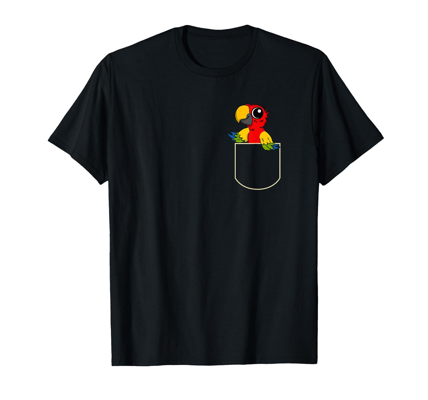 Funny Parrot in Chest Pocket Gift Parrots Pocket T-Shirt