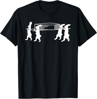 Funny Creepy Rabbits Carrying Coffin Casket Halloween Retro T-Shirt