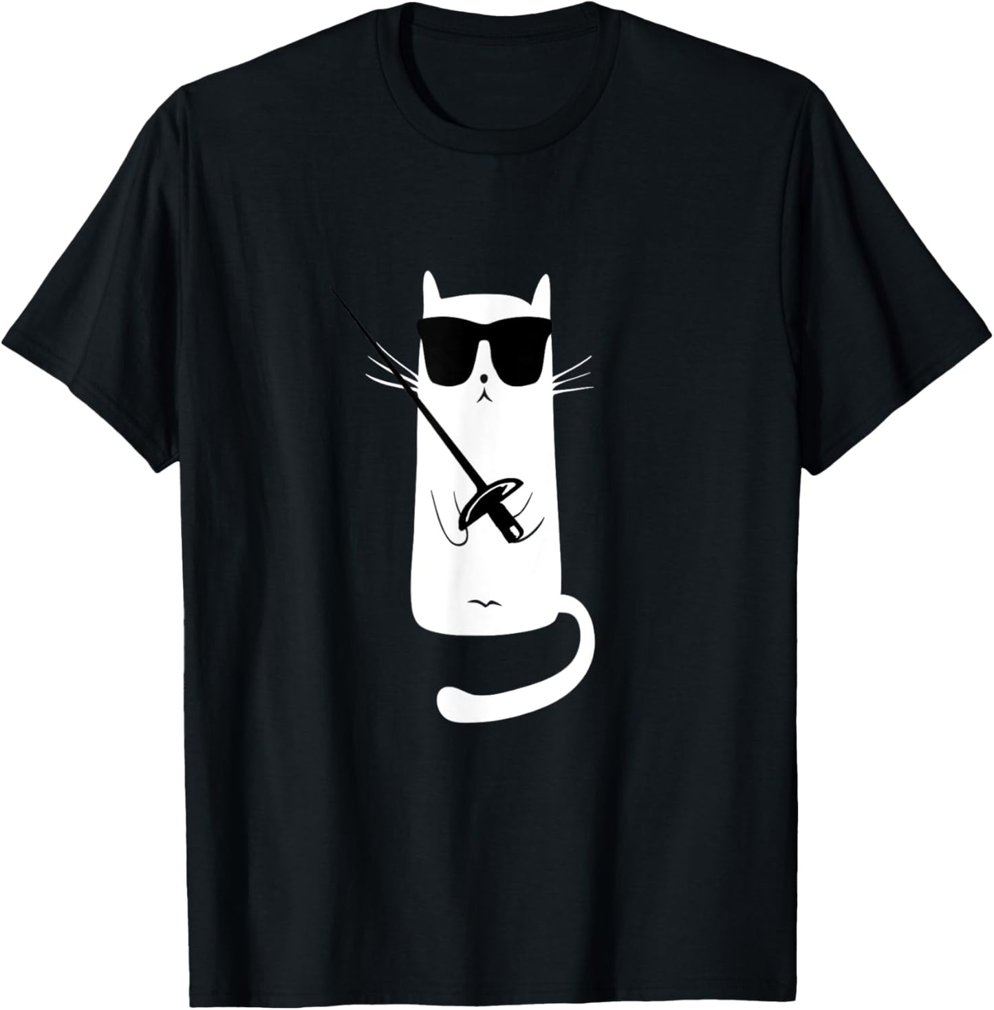 Funny Cat Wearing Sunglasses Fencing T-Shirt