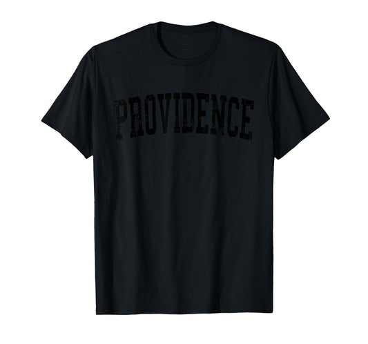 Vintage Providence UT Distressed Black Varsity Style T-Shirt