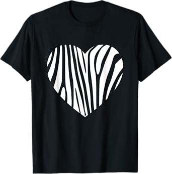 Zebra Heart Animal Lover Stripe Africa Gift Men Women Kids T-Shirt