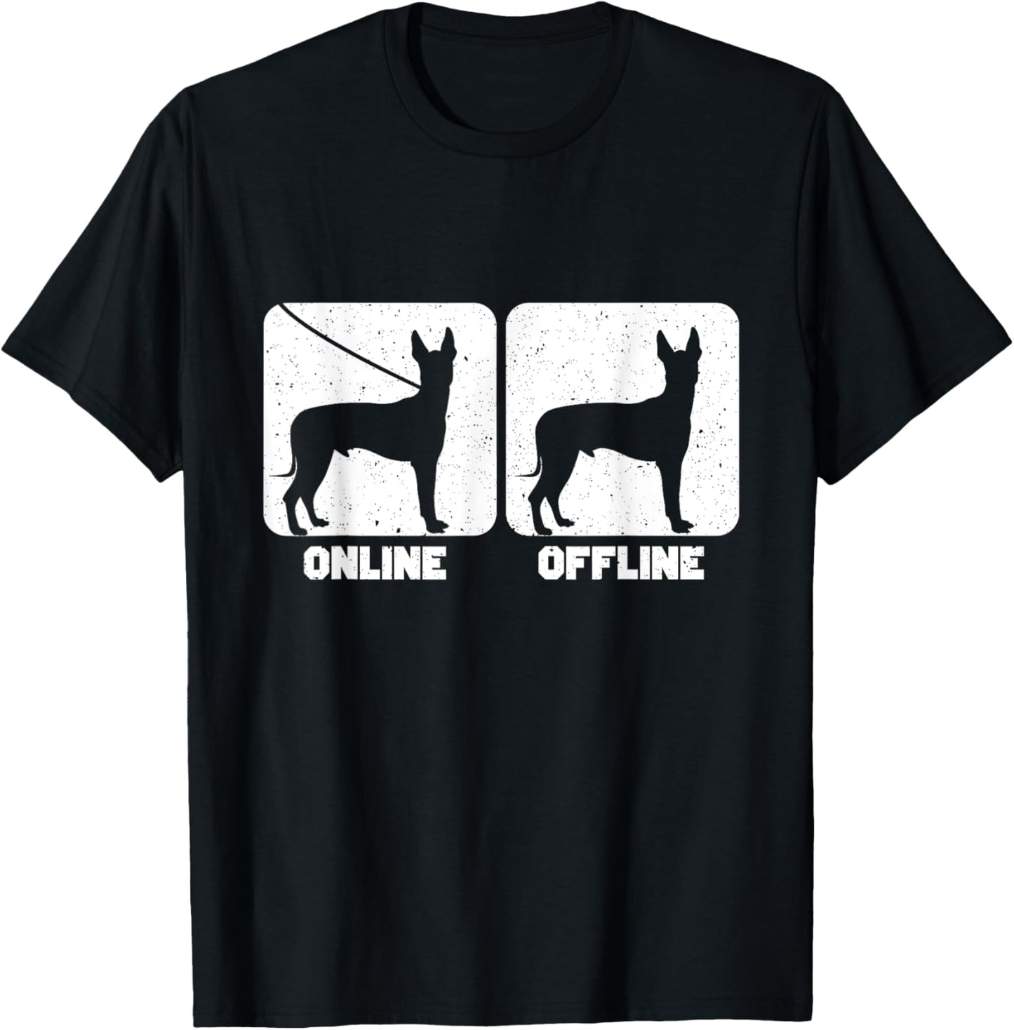 Dog Lovers Online vs Offline Communication Humor Design T-Shirt