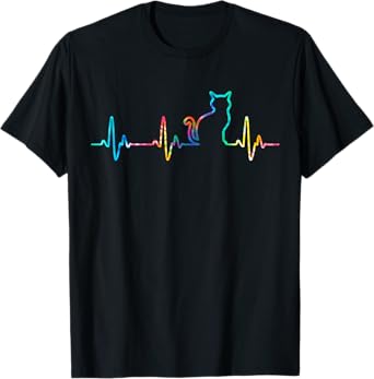 Cat Heartbeat Cat Lover Animal Lovers Tie Dye Womens Mens T-Shirt