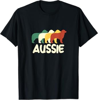 Retro Aussie Puppy Australian Shepherd Dog Owner Men Women Kids T-Shirt
