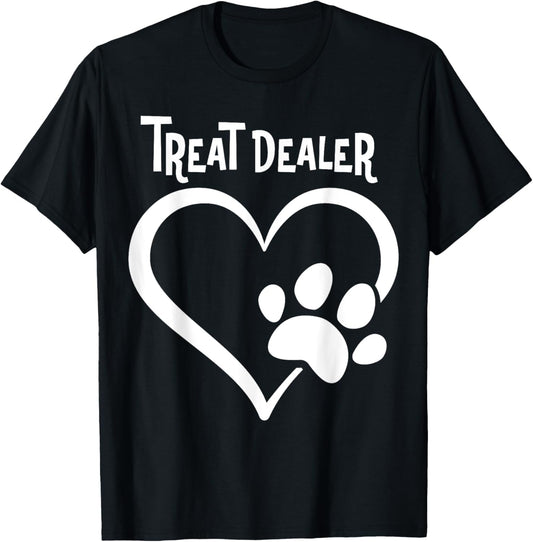 Paw Design Treat Dealer Dog Lover Heart Paw T-Shirt