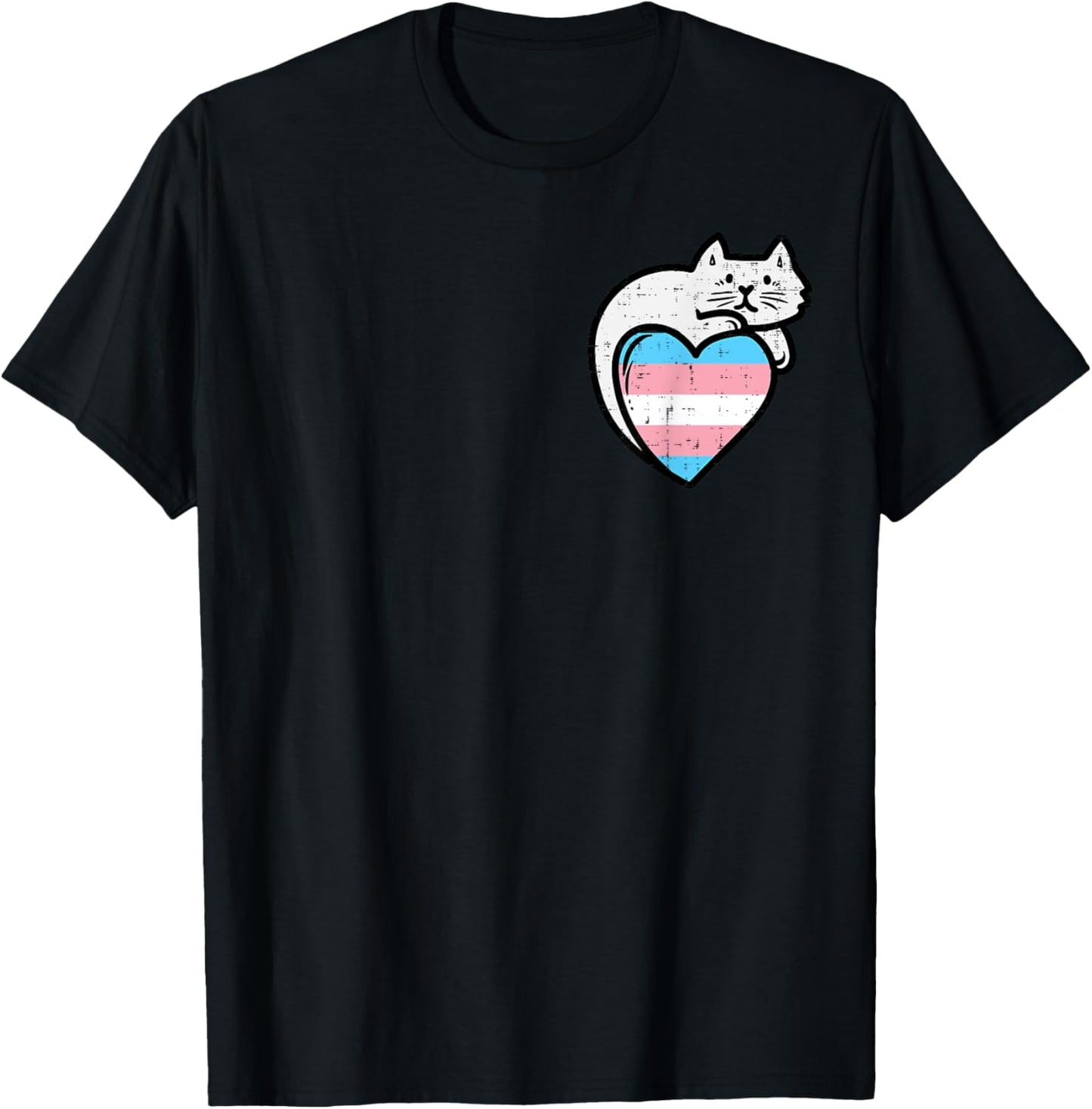 Transgender Heart Cat Pocket Trans Pride Flag Transsexual T-Shirt