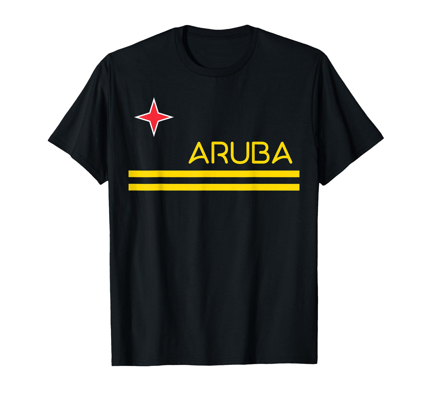 NATIONAL FLAG OF ARUBA ARUBA Flag T-Shirt Unisex-Adults Blue Small Classic Fit Cotton Short Sleeve Crew Neck Collarless T-Shirt
