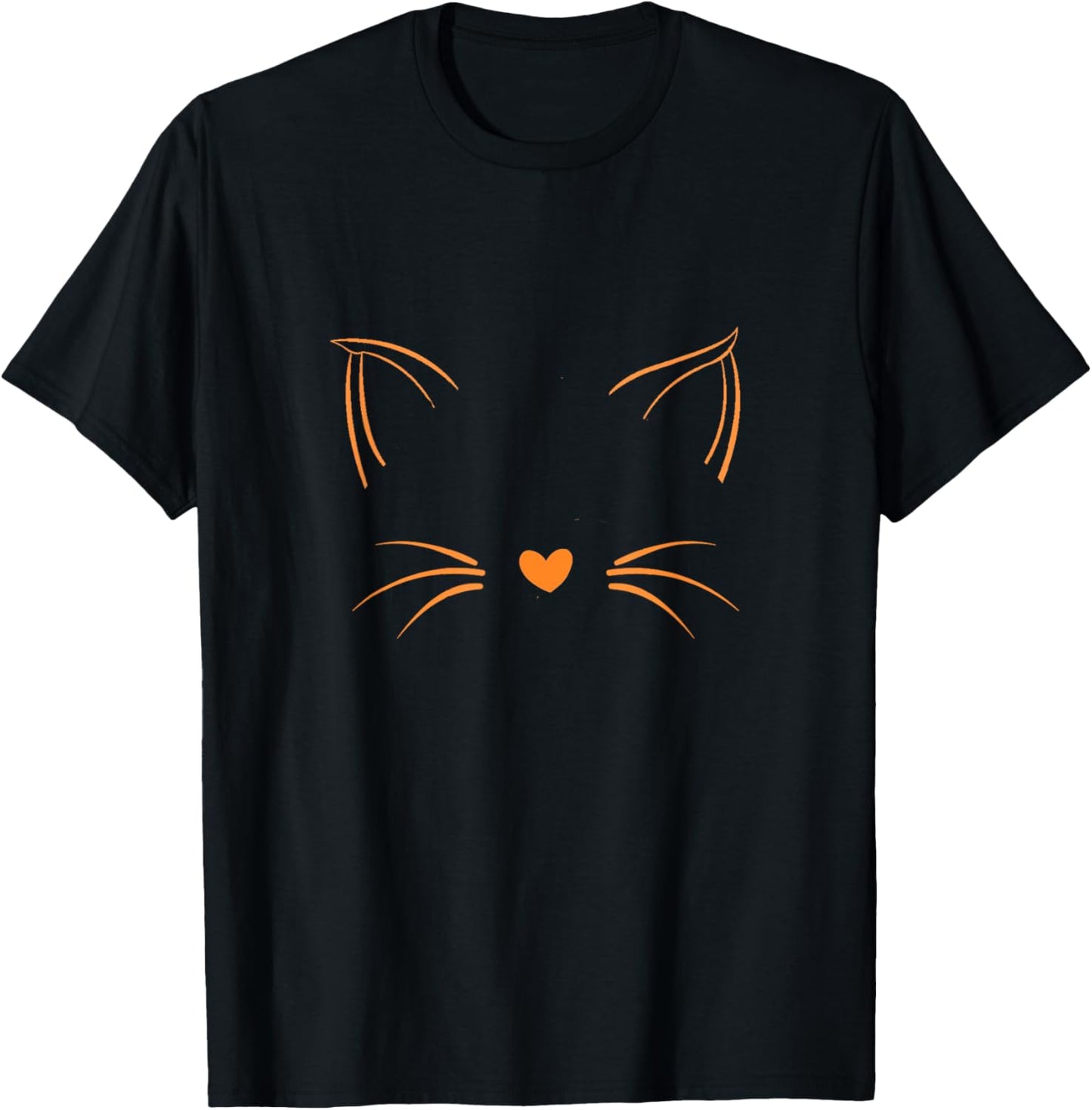 Orange Invisible Cat Face Orange Color Graphic T-Shirt