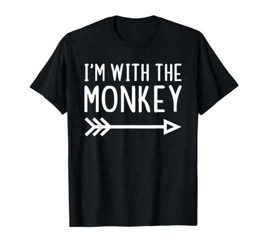 I'm With The Monkey Funny Matching Halloween Couple Costume T-Shirt