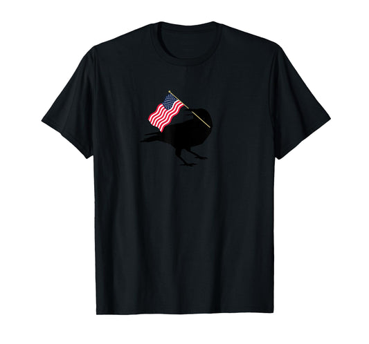 Patriotic Blackbird Crow with American Flag for Bird Lovers T-Shirt