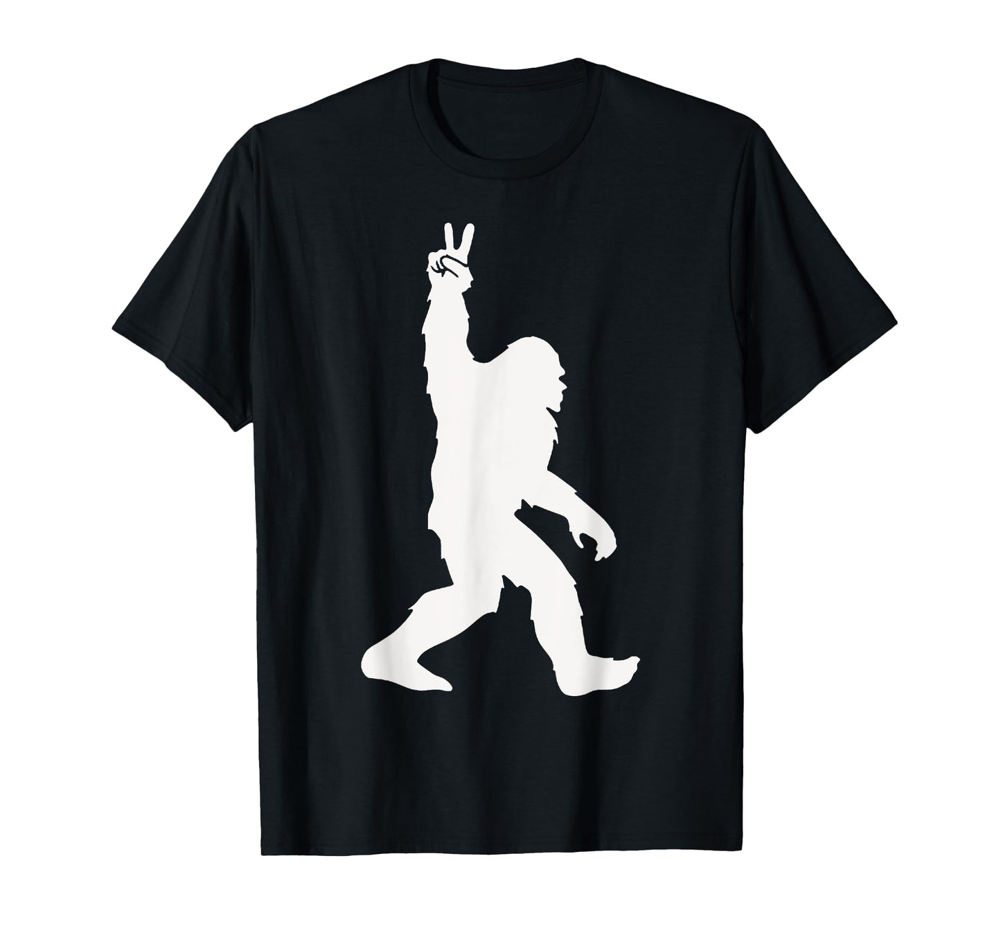 Funny Bigfoot Two Fingers Up For Peace Believers Men Women T-Shirt