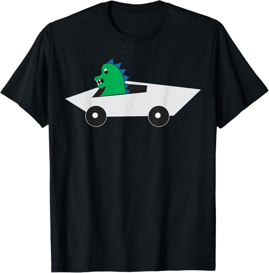 Dinosaur Driving Futuristic Electric Truck T-Shirt