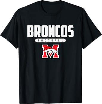 Mustang Broncos Logo Football HS T-Shirt