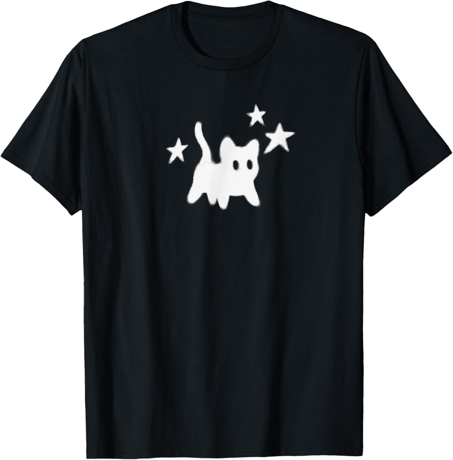Y2K 90s Scary Tomcat Cat is Scared under Starry T-Shirt