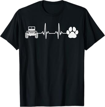 4x4 Off Road Riding Designs by A Dog Lover Unisex 4WD Off Road Cute Paw Heartbeat Dog Lover Cat Owner Offroad T-Shirt Black Small Classic Fit Crew Collar Short Sleeve