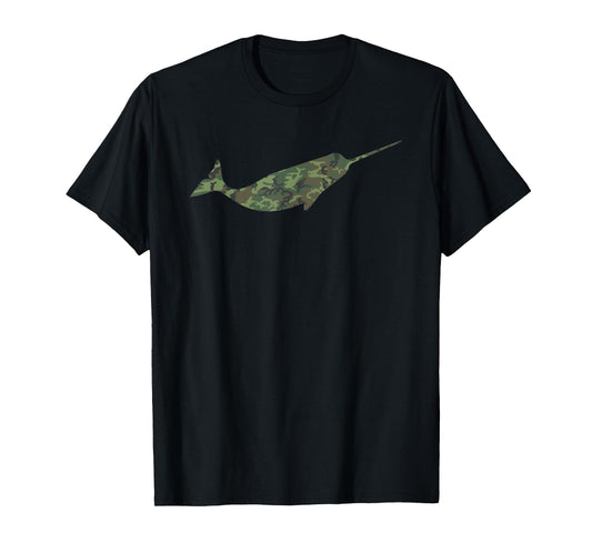 Military Narwhal Camo Print US Narwhale Veteran Men Gift T-Shirt