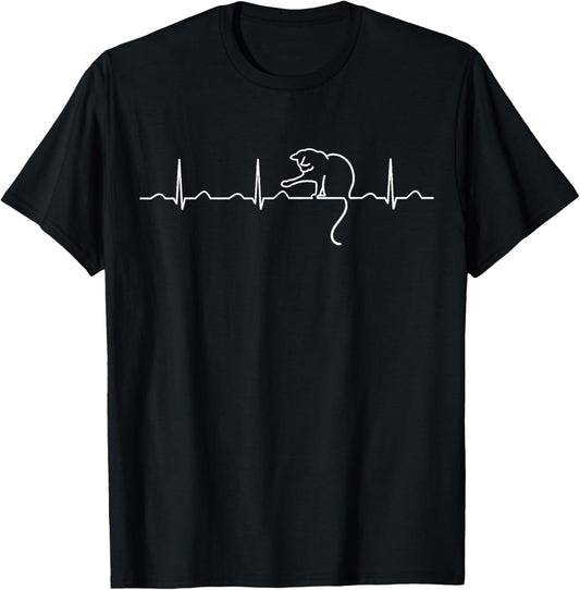 Cute Cat Heartbeat Minimal Tee Shirt T-Shirt