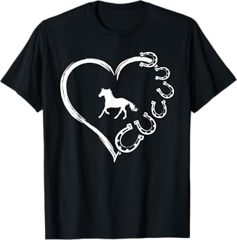 Cute Horse Love Horseshoe Heart Cute Horse Mom Horse Riding T-Shirt