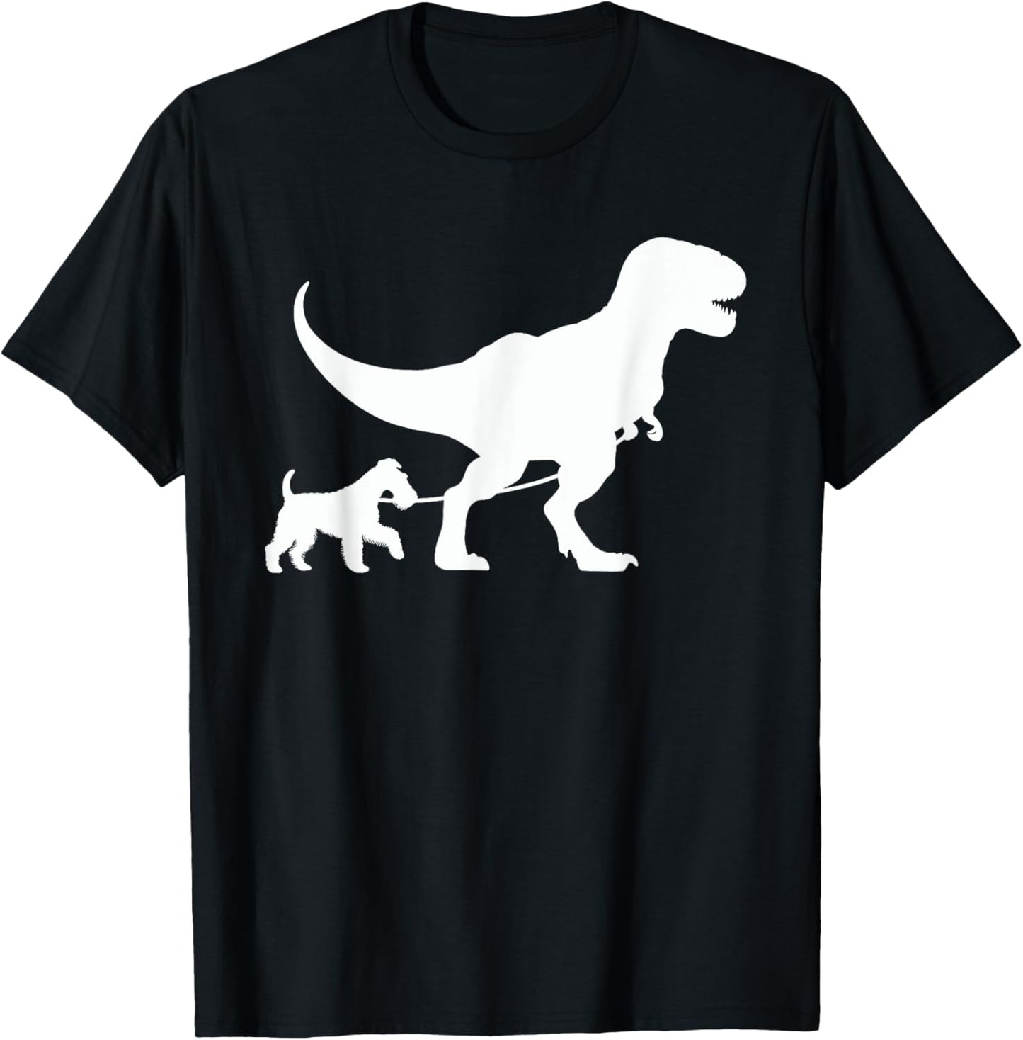 T-Rex Walking a Dog Funny Wire Hair Fox Terrier Dog Lovers T-Shirt