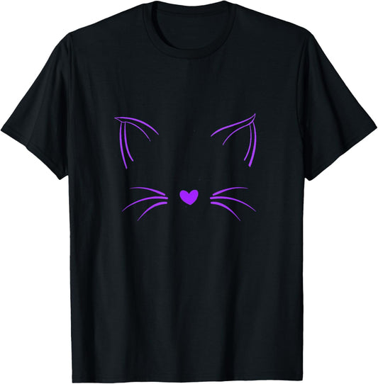 Purple Invisible Cat Face Purple Color Graphic T-Shirt