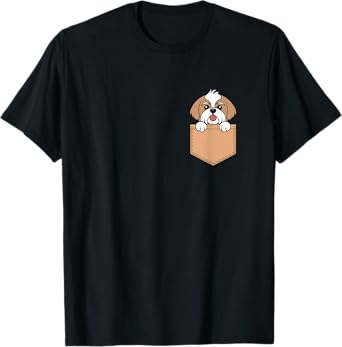 Shih Tzu In Pocket Dog Owner Cute Puppy Lover T-Shirt