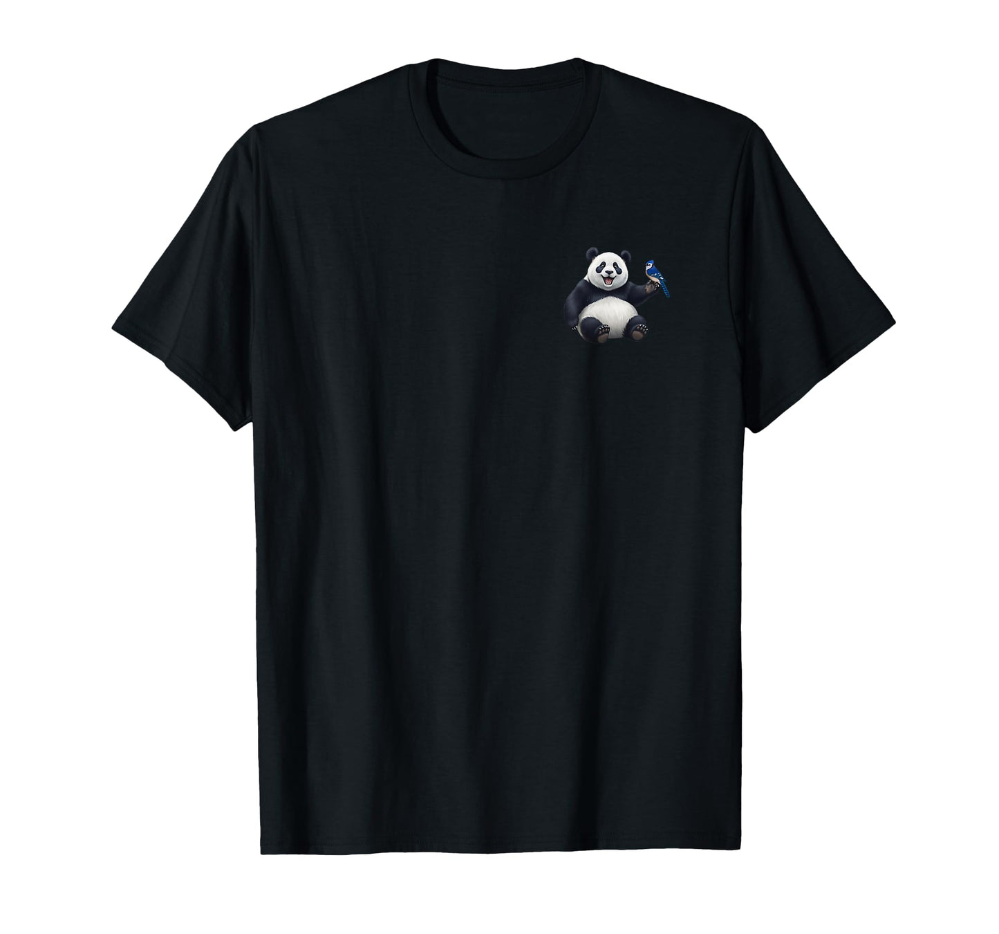 Panda Bear with Blue Jay Bird Animal Lover Biologist T-Shirt